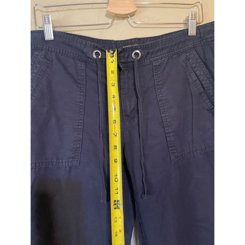 Banana Republic Martin Fit Navy Blue Wide Leg Drawstring Pants‎ Womens Size 10